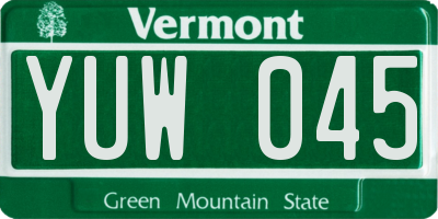 VT license plate YUW045