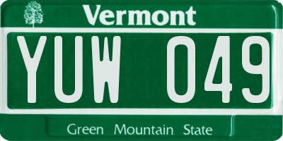VT license plate YUW049