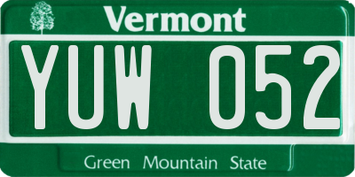 VT license plate YUW052
