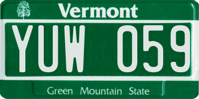 VT license plate YUW059