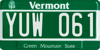 VT license plate YUW061