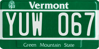 VT license plate YUW067