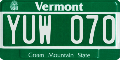 VT license plate YUW070