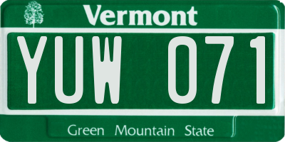 VT license plate YUW071
