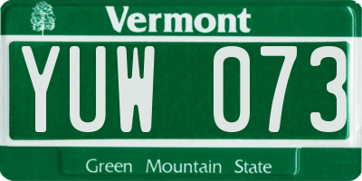 VT license plate YUW073