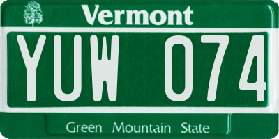 VT license plate YUW074