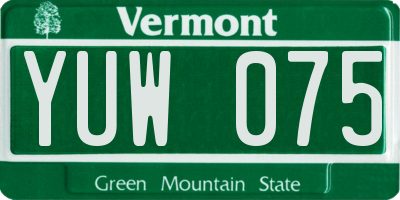 VT license plate YUW075
