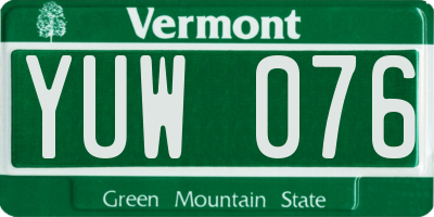 VT license plate YUW076