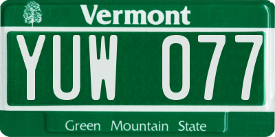 VT license plate YUW077