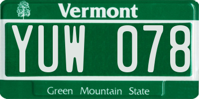 VT license plate YUW078