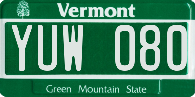 VT license plate YUW080