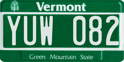 VT license plate YUW082