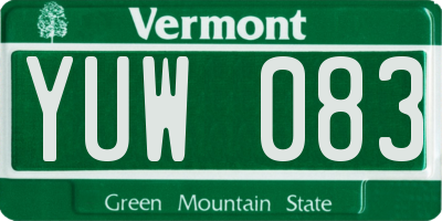 VT license plate YUW083