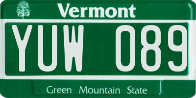 VT license plate YUW089
