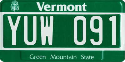 VT license plate YUW091