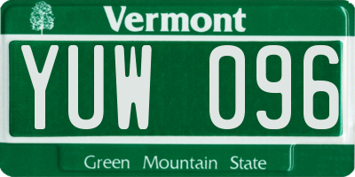 VT license plate YUW096