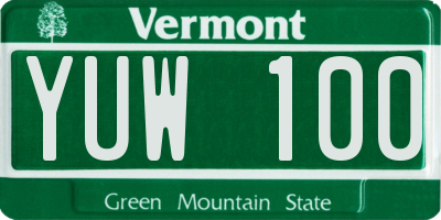 VT license plate YUW100
