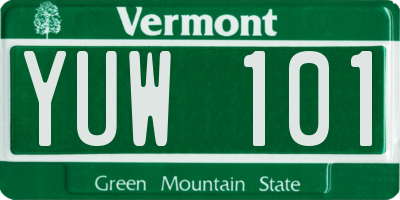 VT license plate YUW101