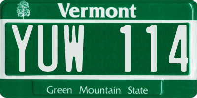 VT license plate YUW114