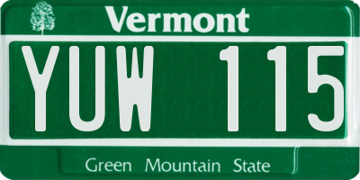 VT license plate YUW115
