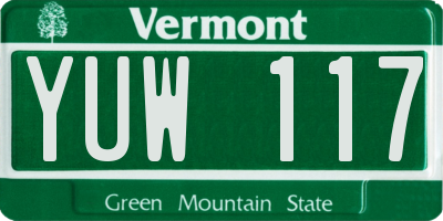 VT license plate YUW117