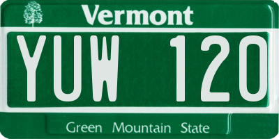 VT license plate YUW120