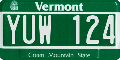 VT license plate YUW124