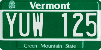 VT license plate YUW125
