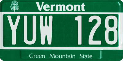 VT license plate YUW128