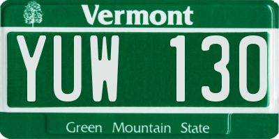 VT license plate YUW130