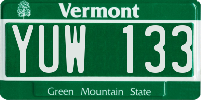 VT license plate YUW133