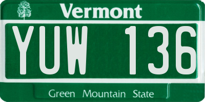 VT license plate YUW136