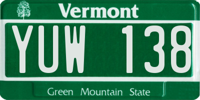 VT license plate YUW138