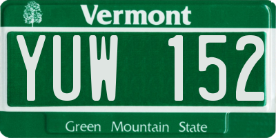 VT license plate YUW152