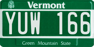 VT license plate YUW166