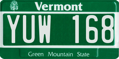 VT license plate YUW168