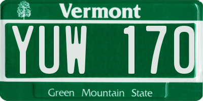 VT license plate YUW170
