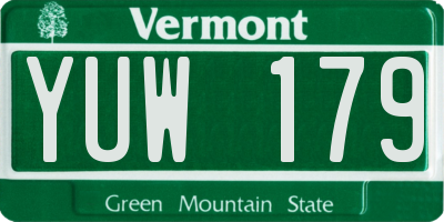 VT license plate YUW179