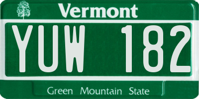 VT license plate YUW182