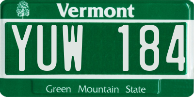VT license plate YUW184