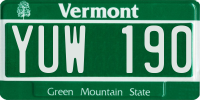 VT license plate YUW190