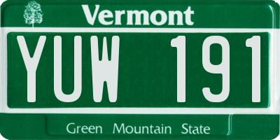 VT license plate YUW191