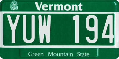 VT license plate YUW194
