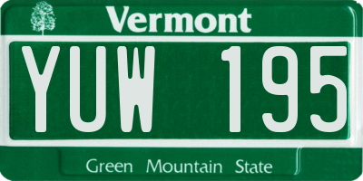 VT license plate YUW195