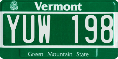 VT license plate YUW198