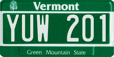 VT license plate YUW201