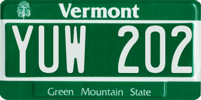 VT license plate YUW202