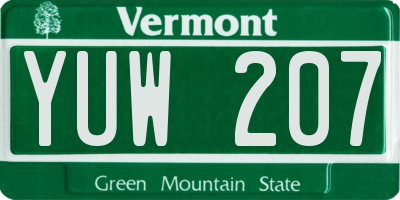 VT license plate YUW207