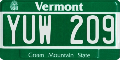 VT license plate YUW209