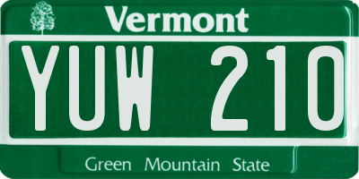 VT license plate YUW210